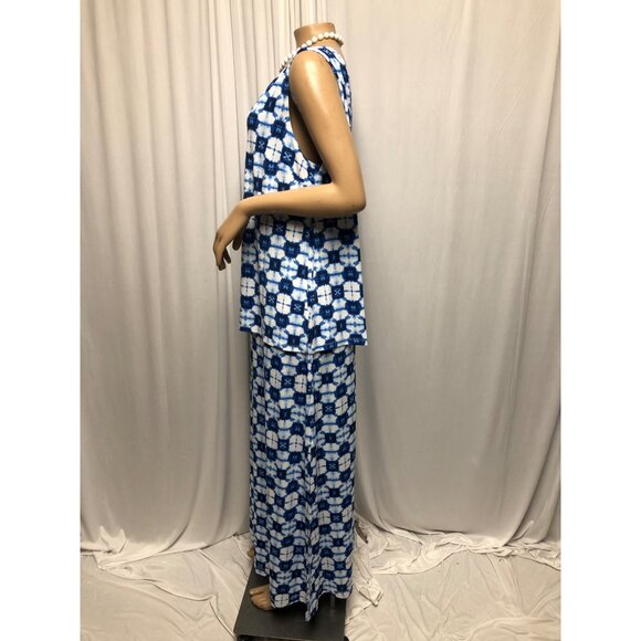 Rafaella Maxi Dress Womens Size Large Blue White Sleeveless Layered Stretchy - Picture 3 of 7